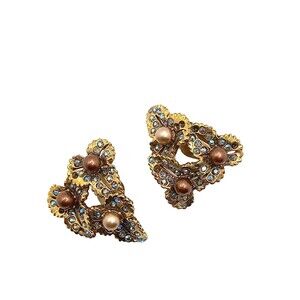 Elsa Schiaparelli earrings  Vintage 1950s Signed Clip On